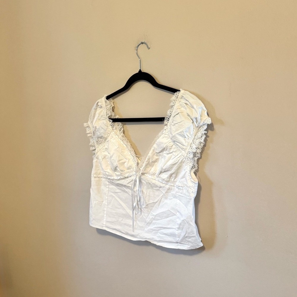La Hearts White Lace Accent Blouse